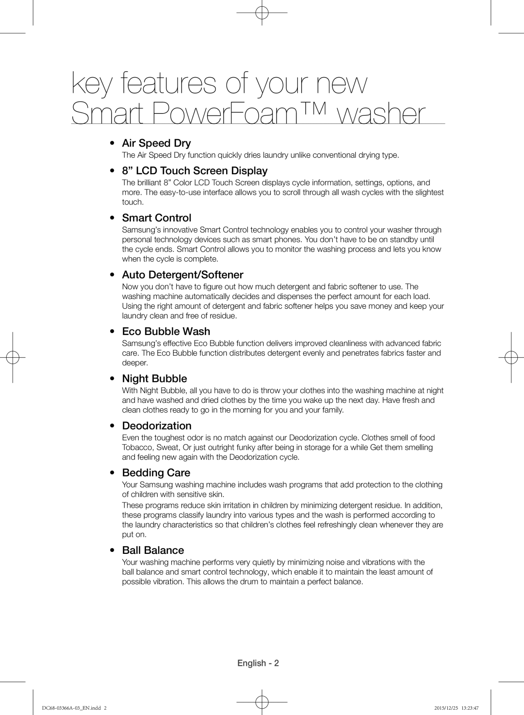 Samsung WD21F8K9ABG/YL Air Speed Dry, LCD Touch Screen Display, Smart Control, Auto Detergent/Softener, Eco Bubble Wash 