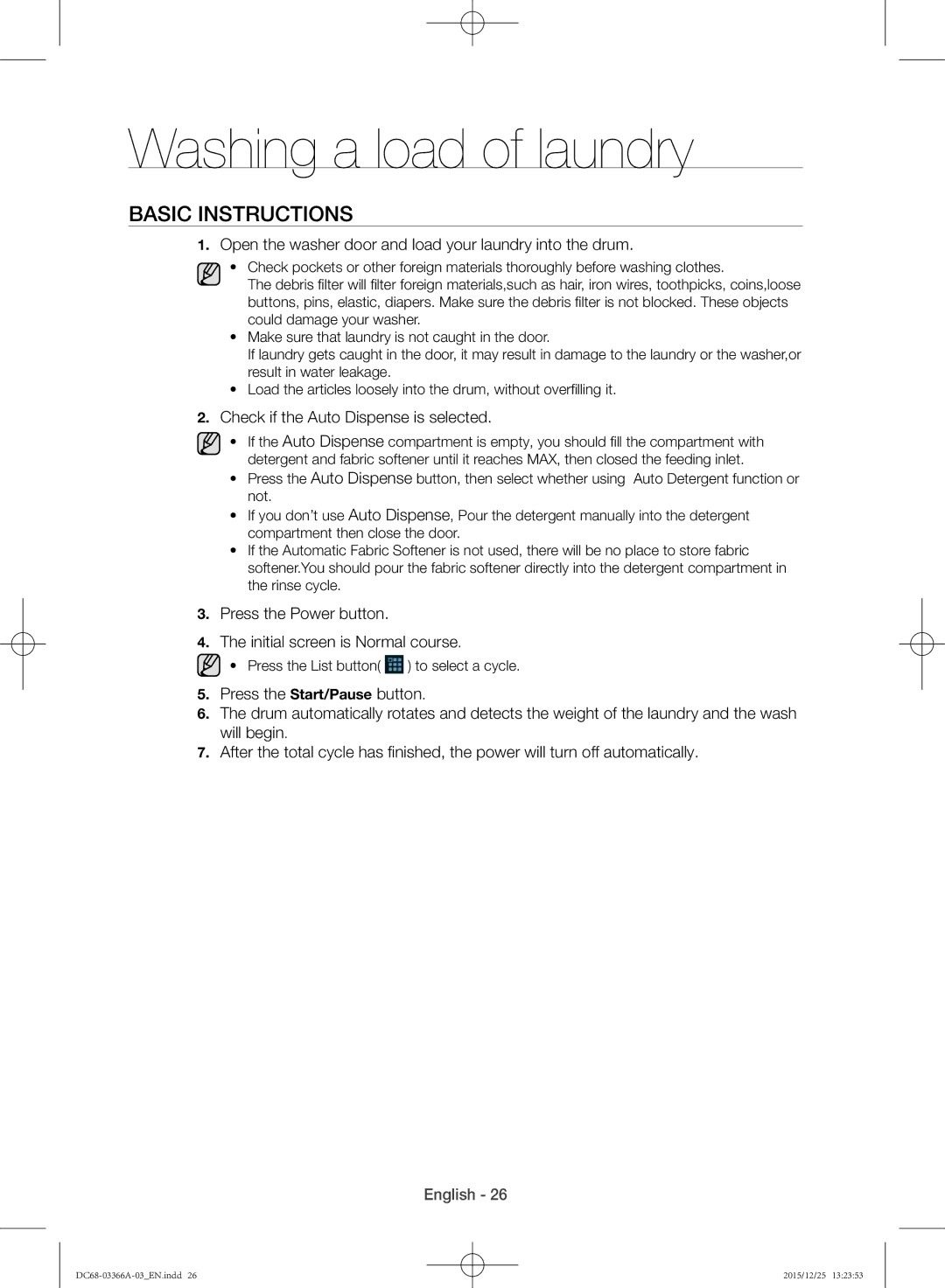 Samsung WD21F8K9ABG/YL manual Basic instructions, Press the List button to select a cycle 