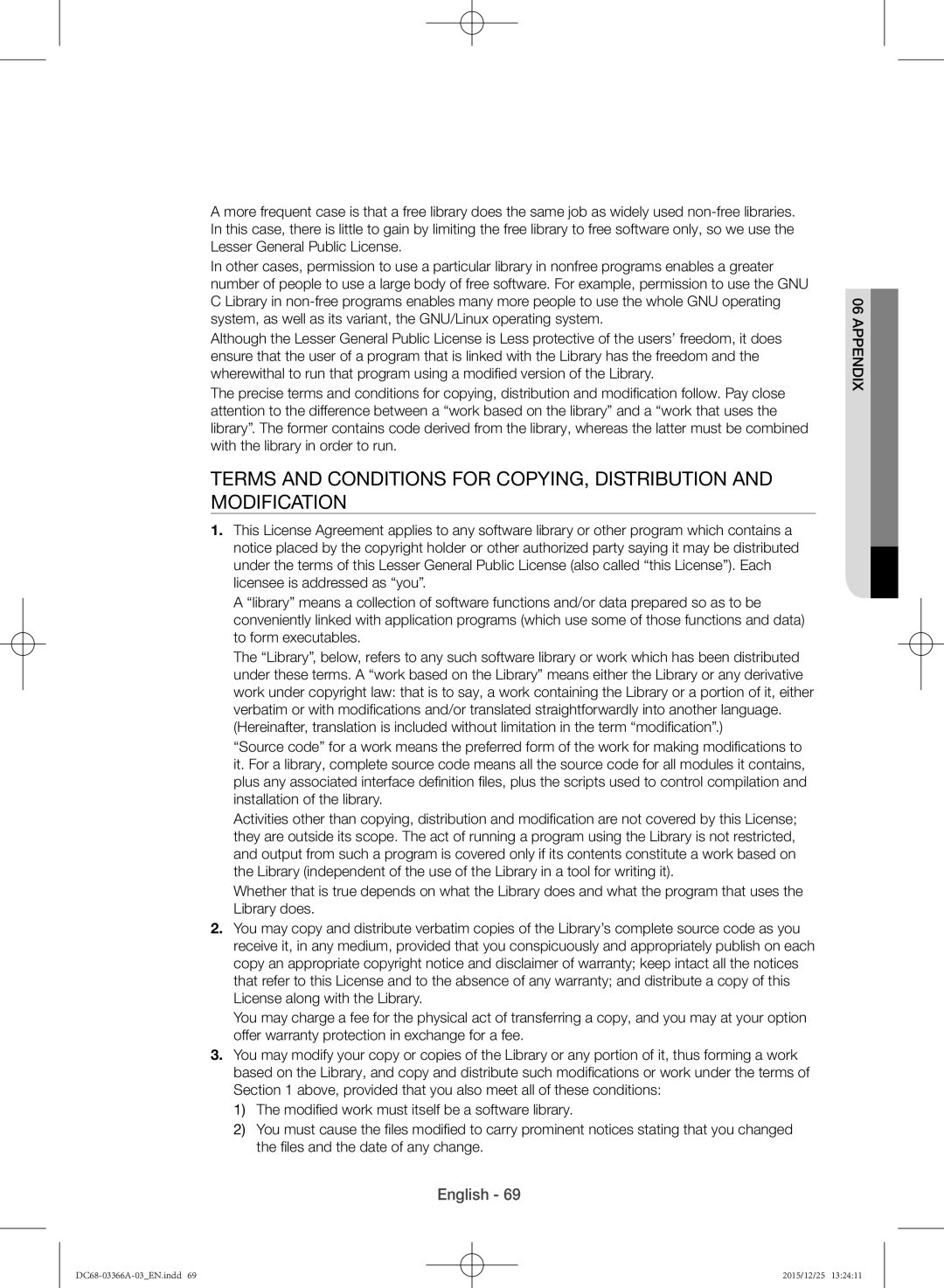 Samsung WD21F8K9ABG/YL manual Software library, Files and the date of any change 