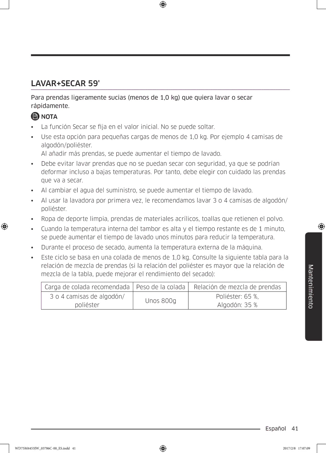 Samsung WD80M4453IW/EC, WD70M4453IW/EC manual Lavar+Secar 