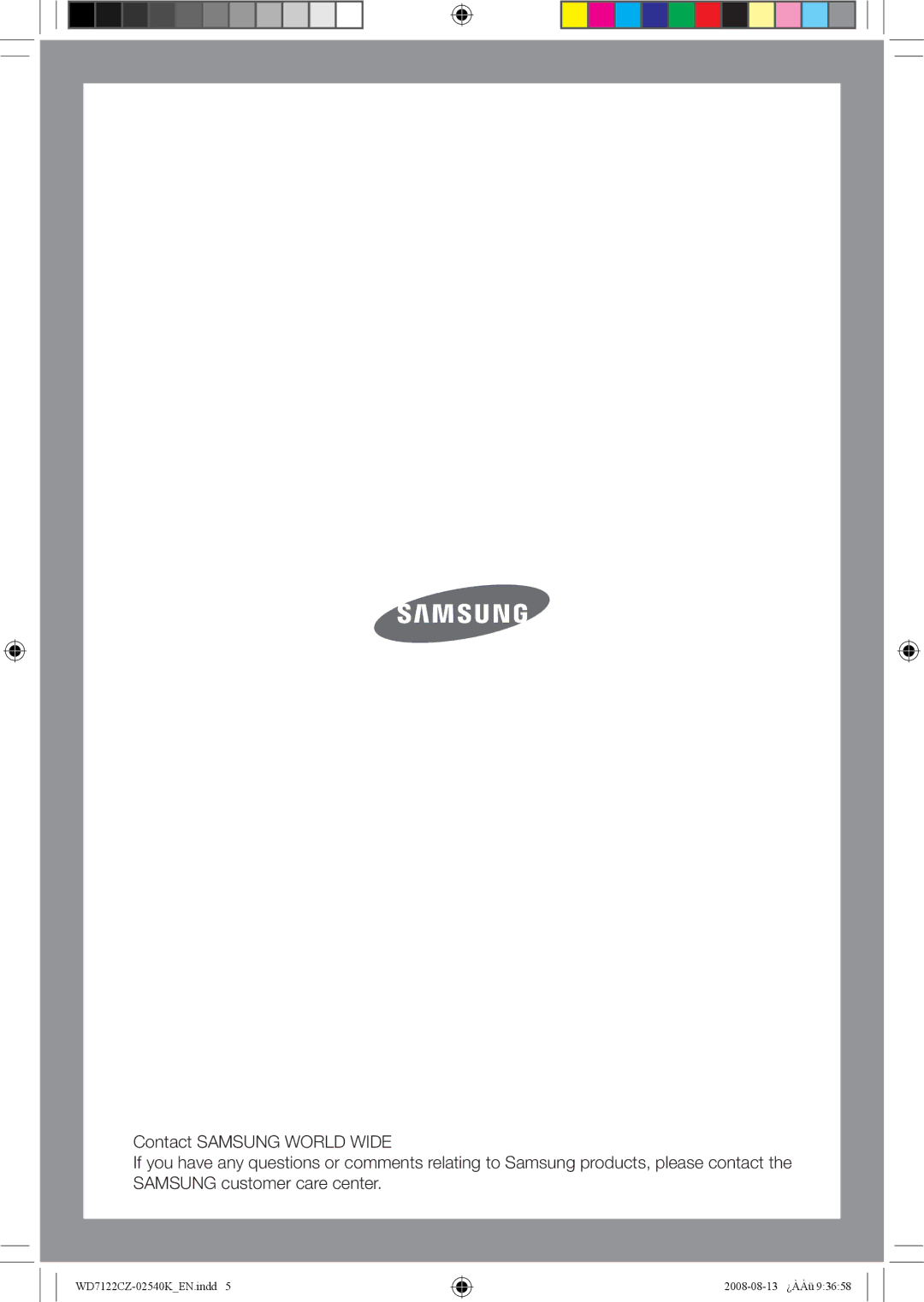 Samsung WD7122CZS/YKJ manual WD7122CZ-02540KEN.indd 2008-08-13 ¿ÀÀü 