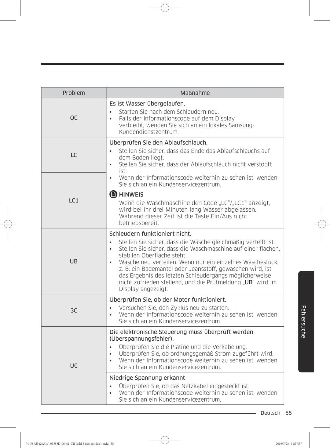 Samsung WD82J5400AW/EG, WD72J5400AW/EG, WD70J5400AW/EG, WD80J5400AW/EG manual LC1 Hinweis 