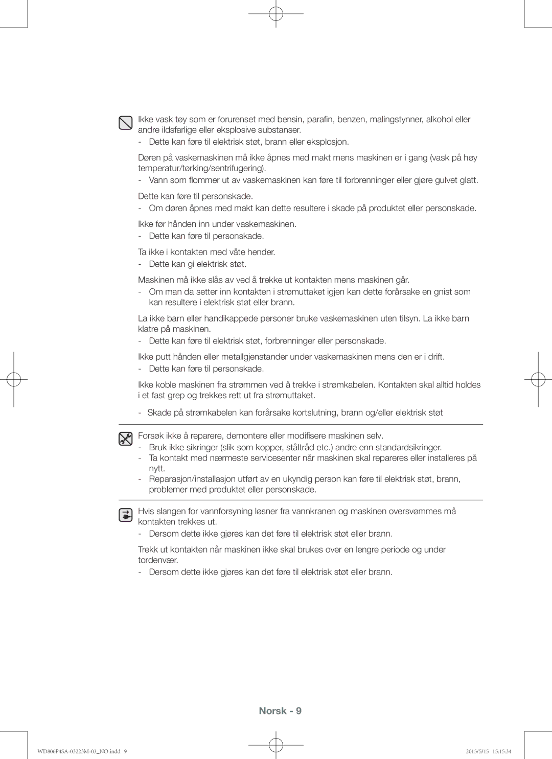 Samsung WD806P4SAWQ/EE manual Norsk 