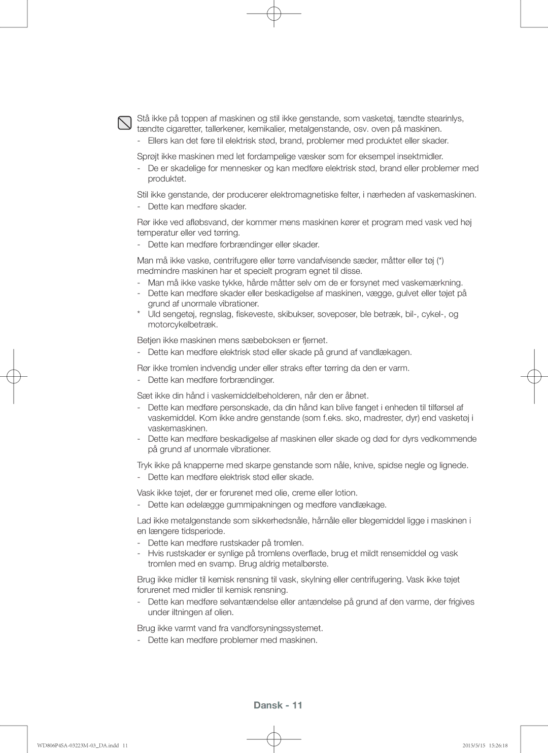 Samsung WD806P4SAWQ/EE manual Dansk 