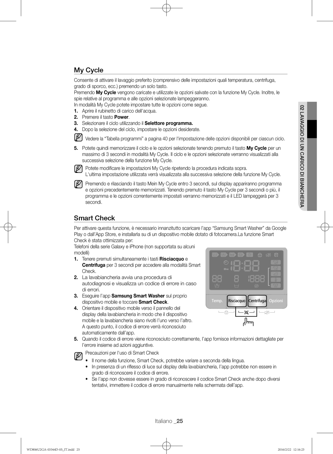 Samsung WD806U2GAWQ/ET manual My Cycle, Smart Check 