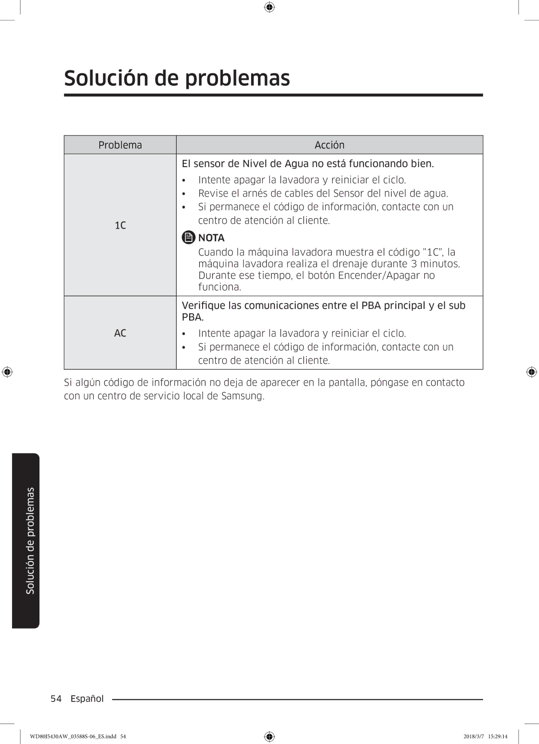 Samsung WD80J5430AW/EC manual Pba 