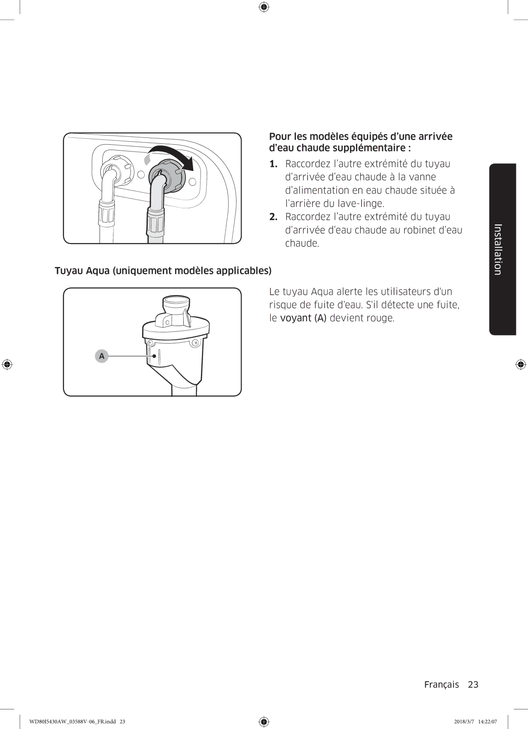 Samsung WD80J5430AW/EF manual Installation 