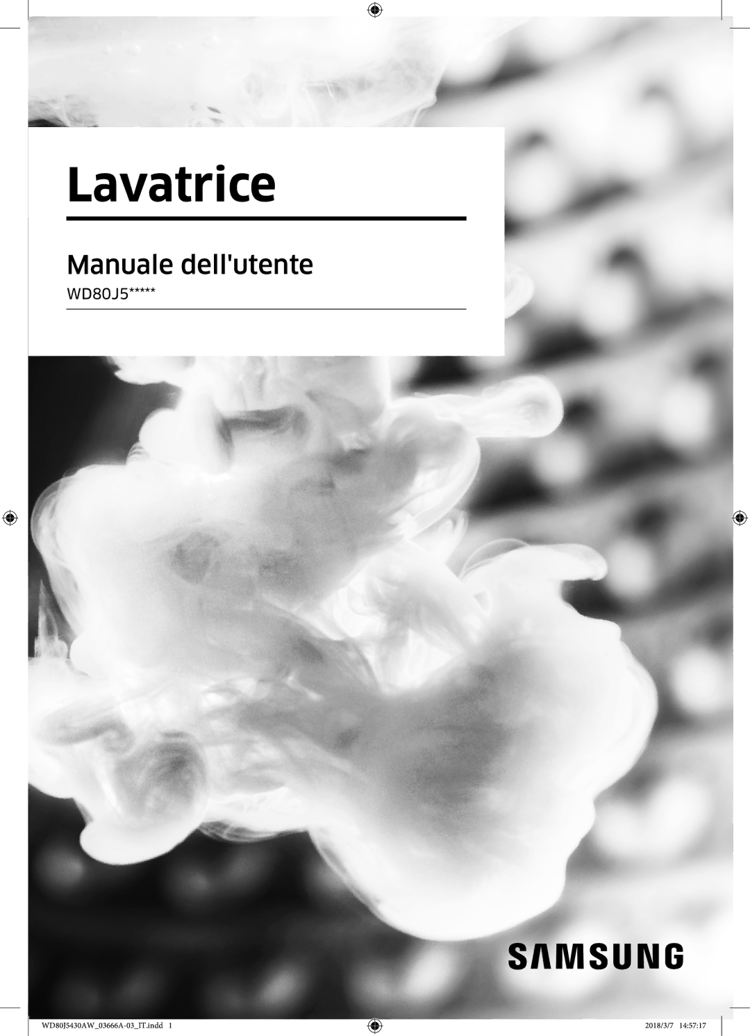 Samsung WD80J5430AW/WS manual Lavatrice 