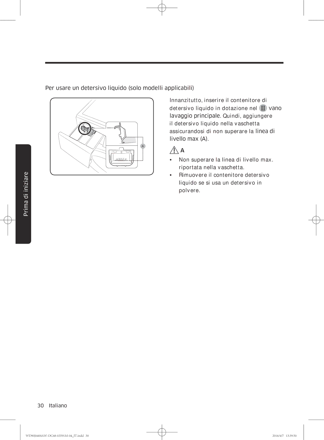 Samsung WD80J6410AW/ET, WD90J6400AW/ET manual Prima di iniziare 