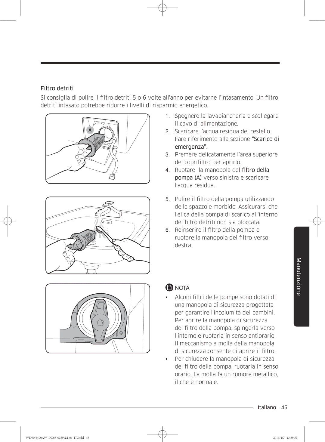 Samsung WD90J6400AW/ET, WD80J6410AW/ET manual Nota 