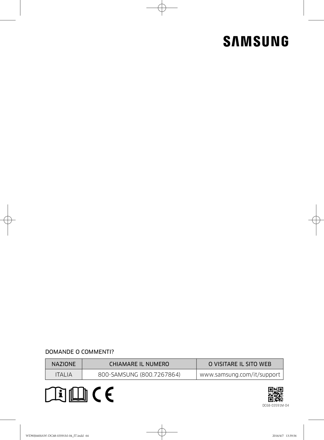 Samsung WD80J6410AW/ET, WD90J6400AW/ET manual Samsung 