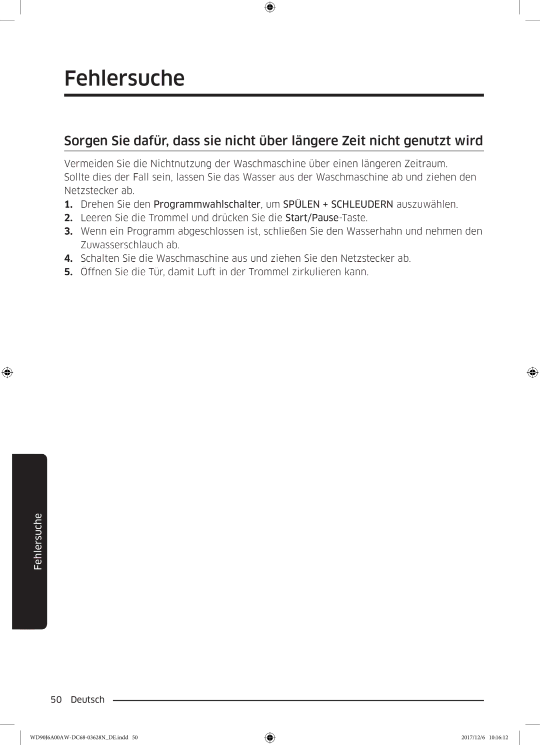 Samsung WD80J6A00AW/EG, WD91J6A00AW/EG manual Fehlersuche 