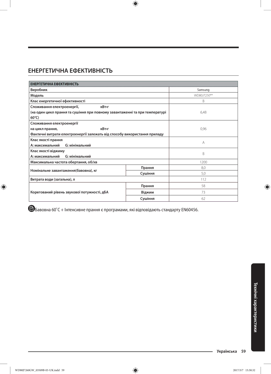 Samsung WD80J7250GW/LP, WD80J7250GX/LP manual Енергетична Ефективність 