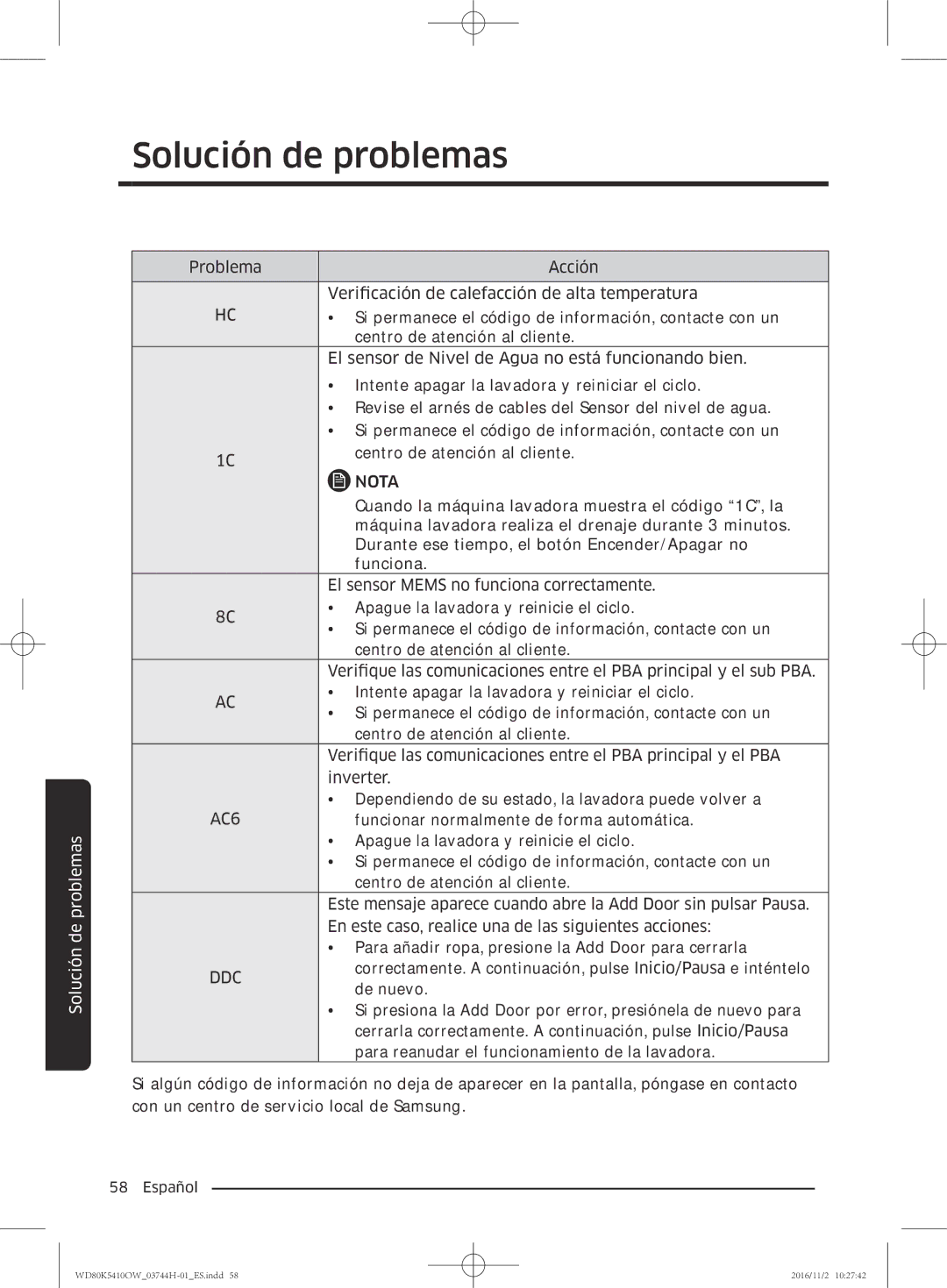 Samsung WD80K5410OW/EC manual AC6 