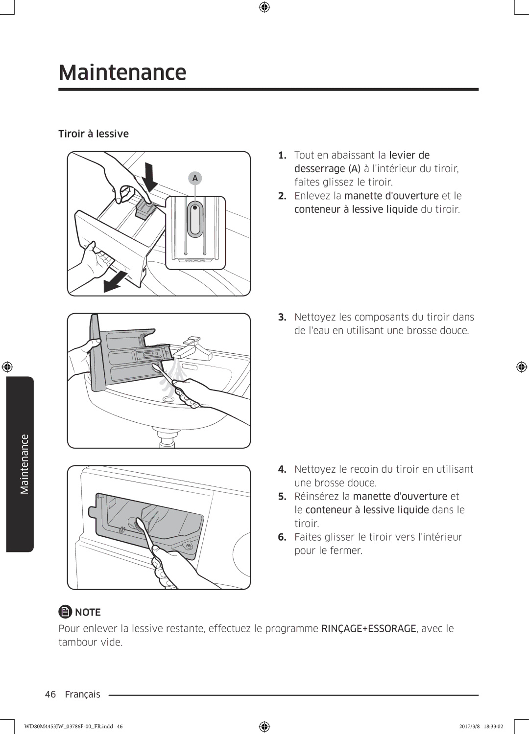 Samsung WD80M4453JW/WS, WD80M4453JW/EF manual Maintenance 