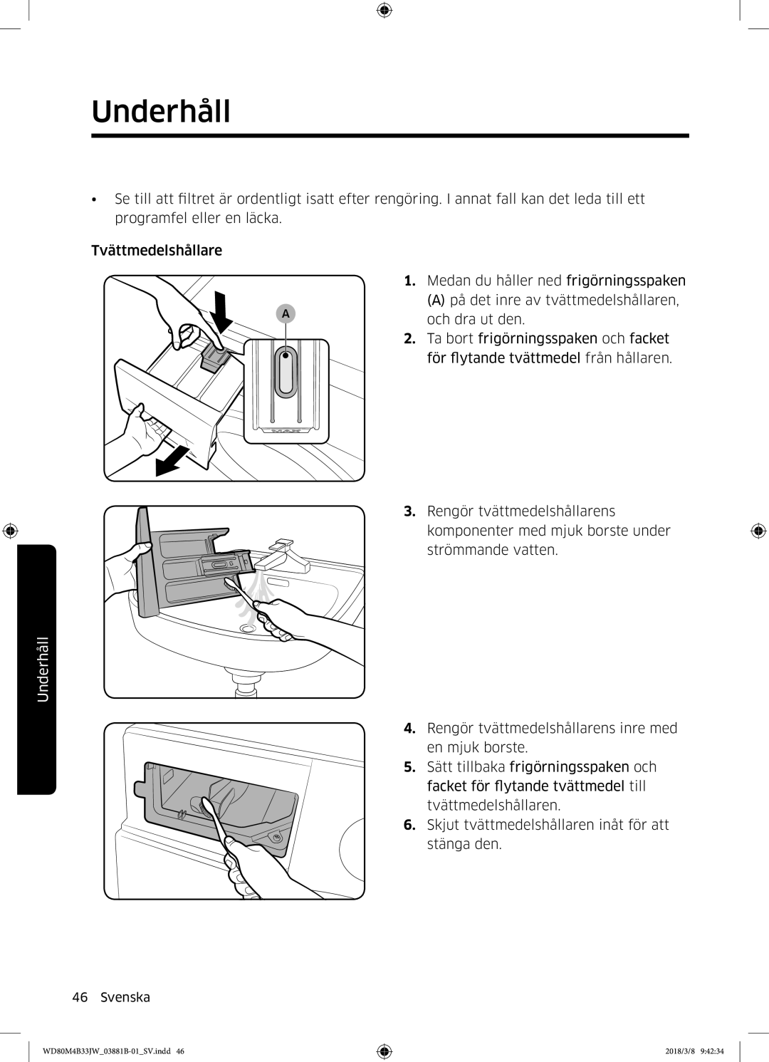 Samsung WD70M4B33JW/EE, WD80M4B33JW/EE, WD80M4B33IW/EE manual Underhåll 