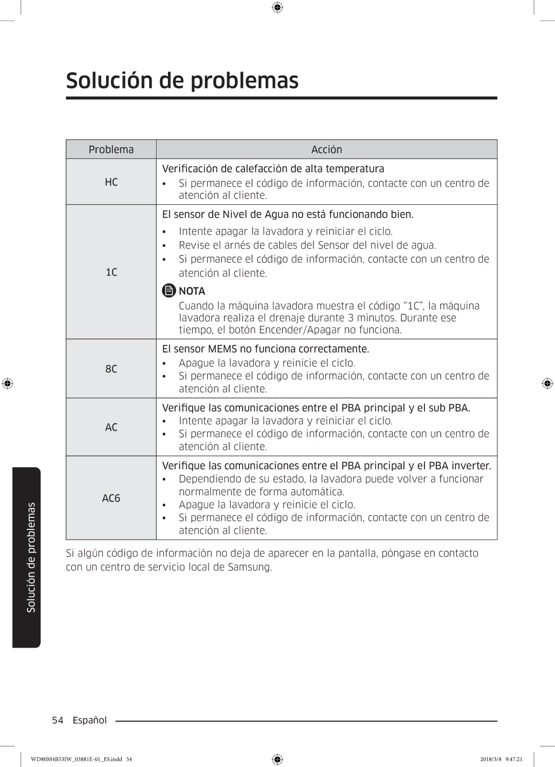 Samsung WD80M4B53IW/EC manual AC6 