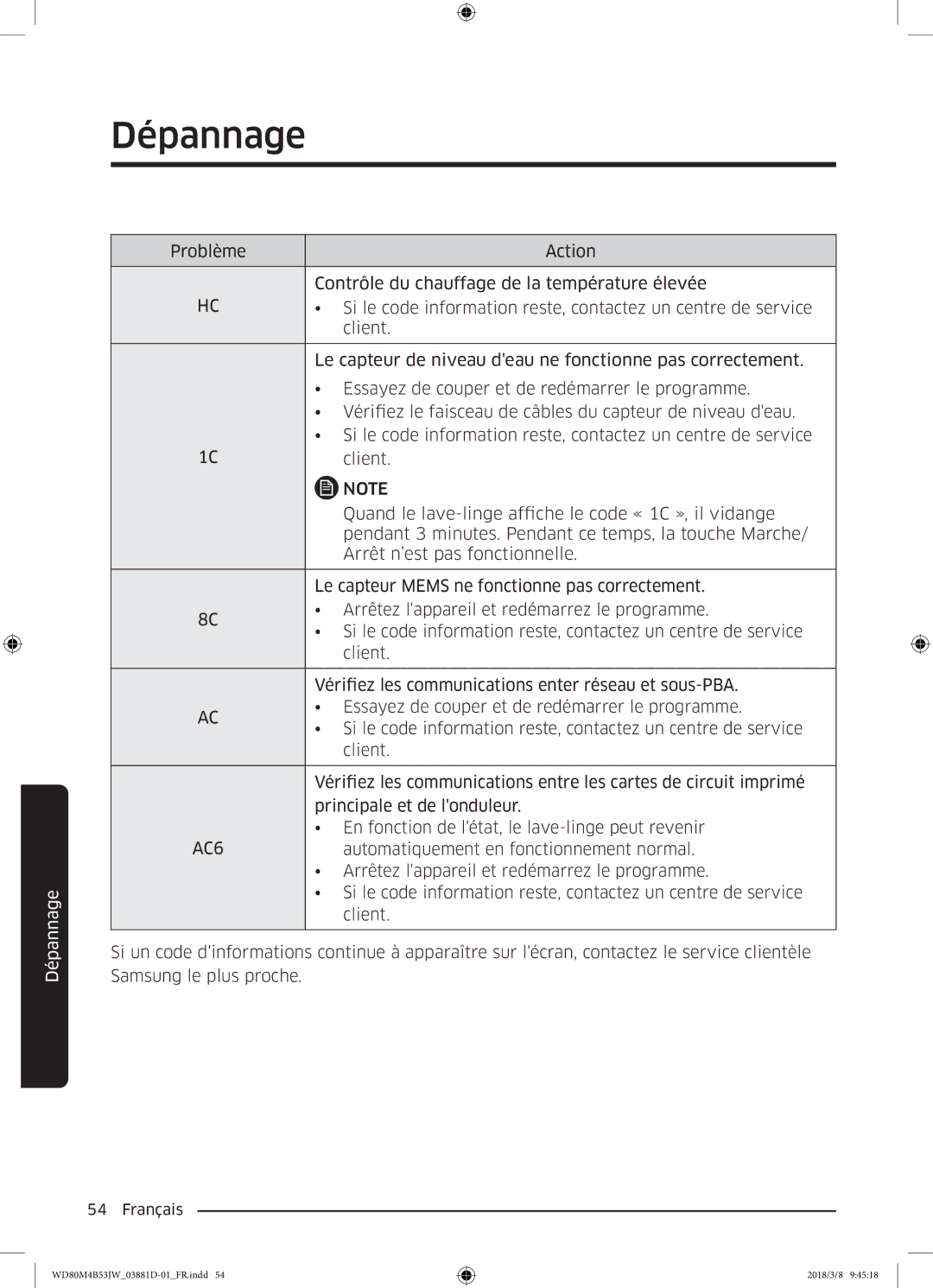 Samsung WD80M4B53JW/EF manual AC6 