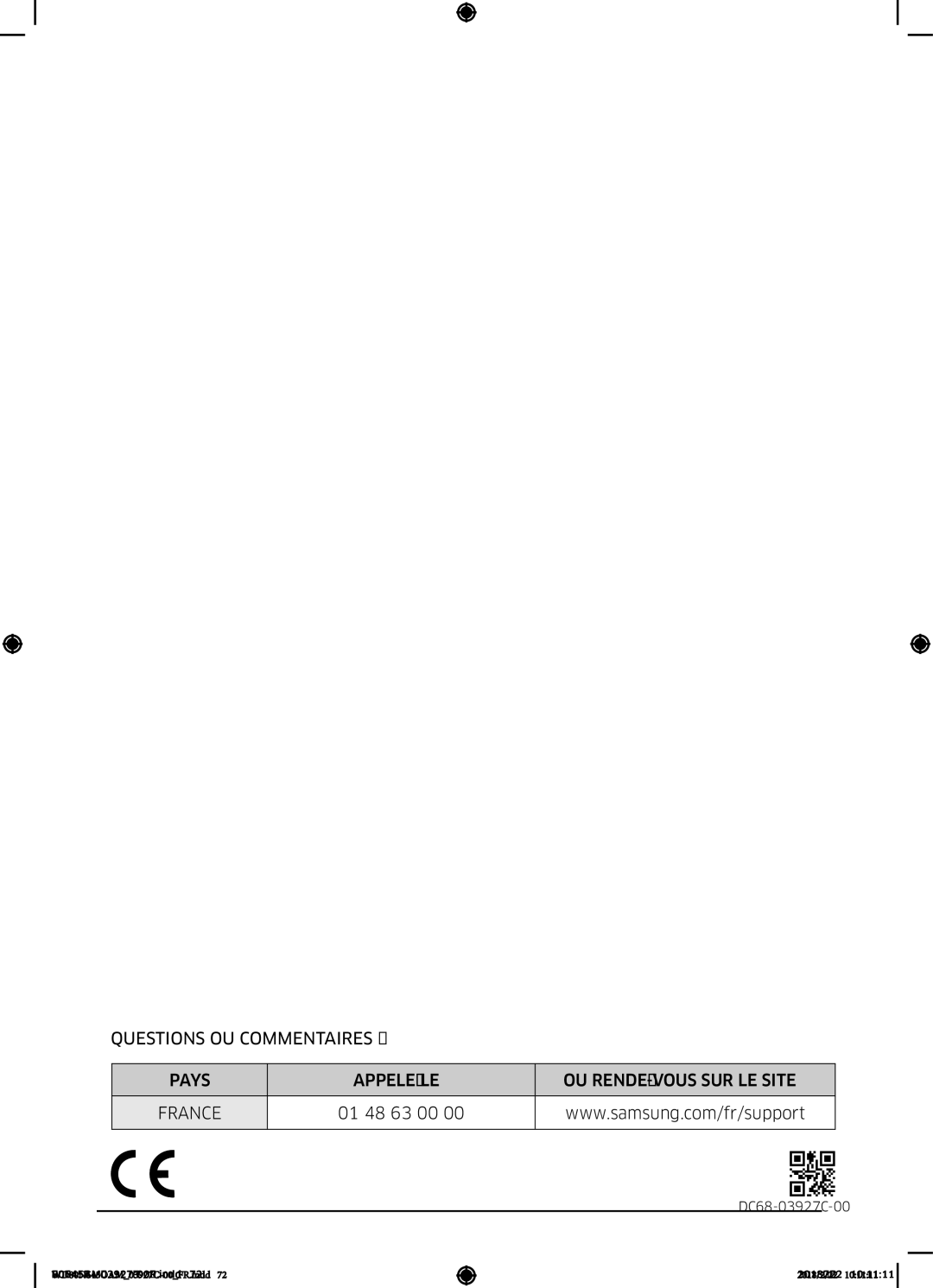 Samsung WD80N645OAM/EF, WD80N645OAX/EF manual 01 48 63 00 