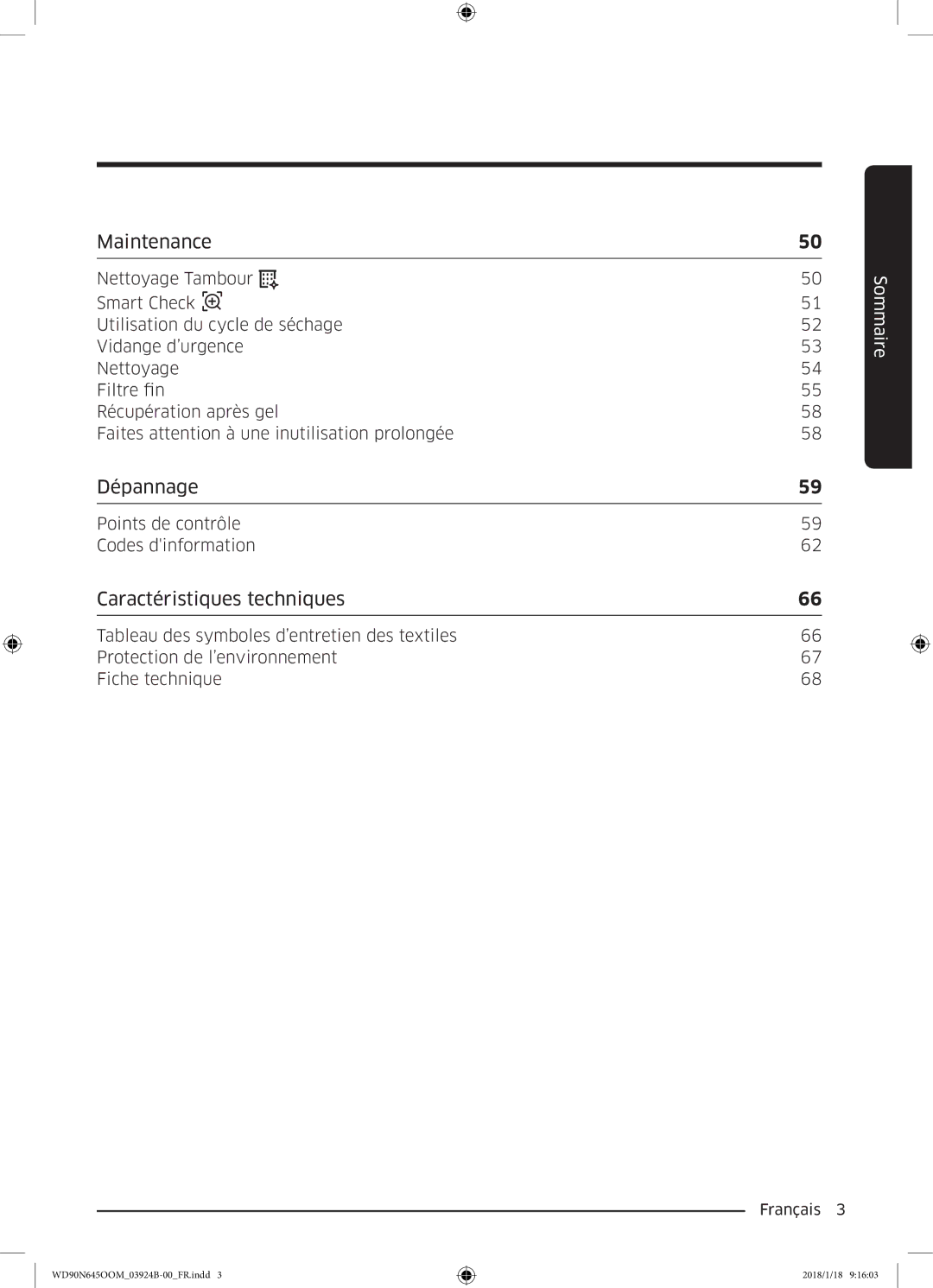 Samsung WD90N645OOM/EF, WD80N645OOM/EF manual Dépannage 