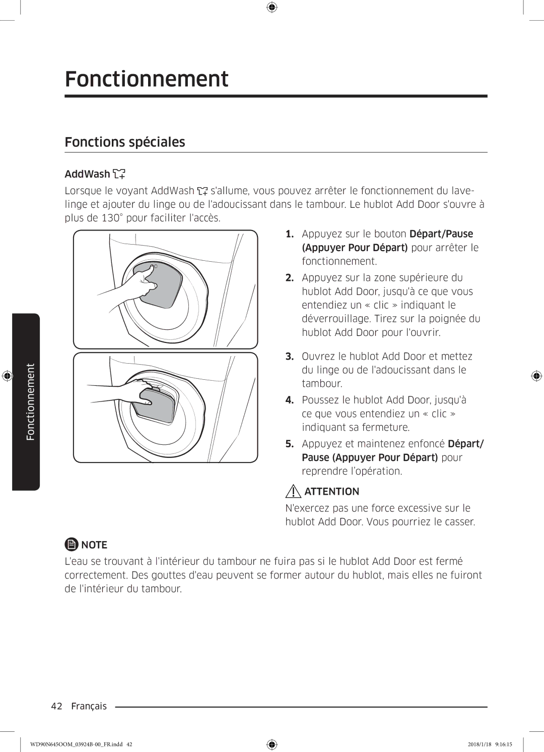 Samsung WD80N645OOM/EF, WD90N645OOM/EF manual Fonctions spéciales 