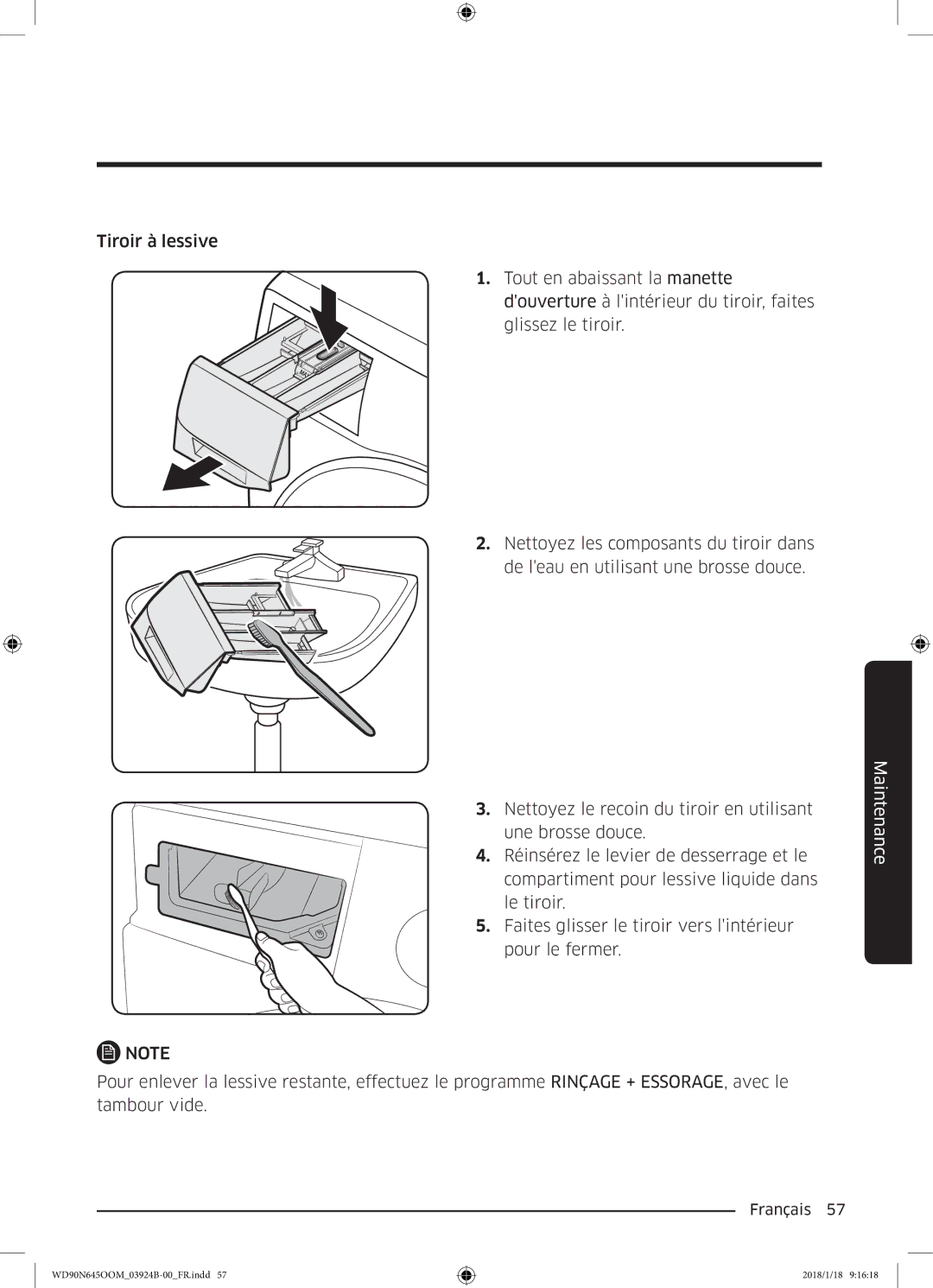 Samsung WD90N645OOM/EF, WD80N645OOM/EF manual Maintenance 