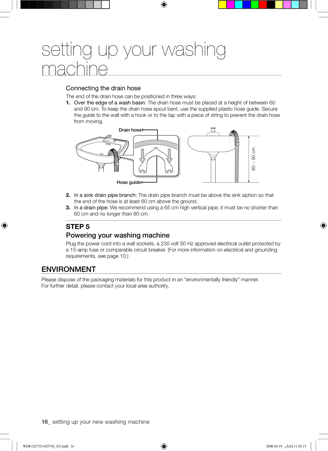 Samsung WD8122CVW/XSA manual Environment, Powering your washing machine 