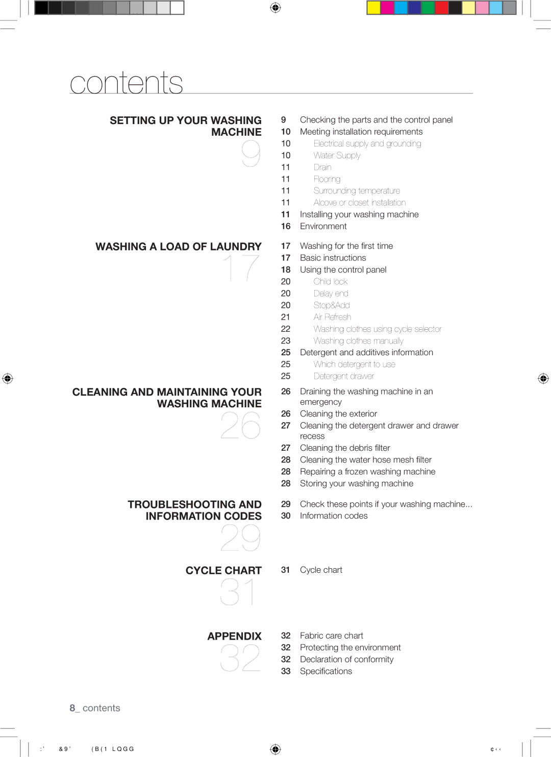 Samsung WD8122CVW/XSA manual Contents 