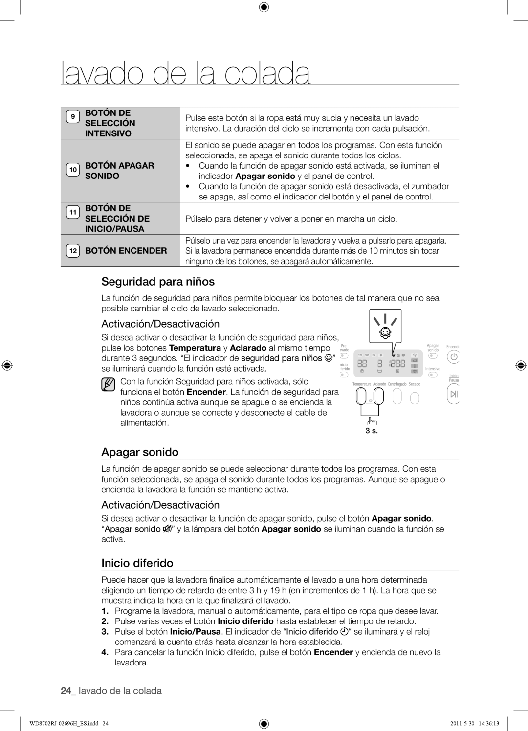 Samsung WD8702RJH/XEC, WD8702RJH1/XEC manual Apagar sonido 