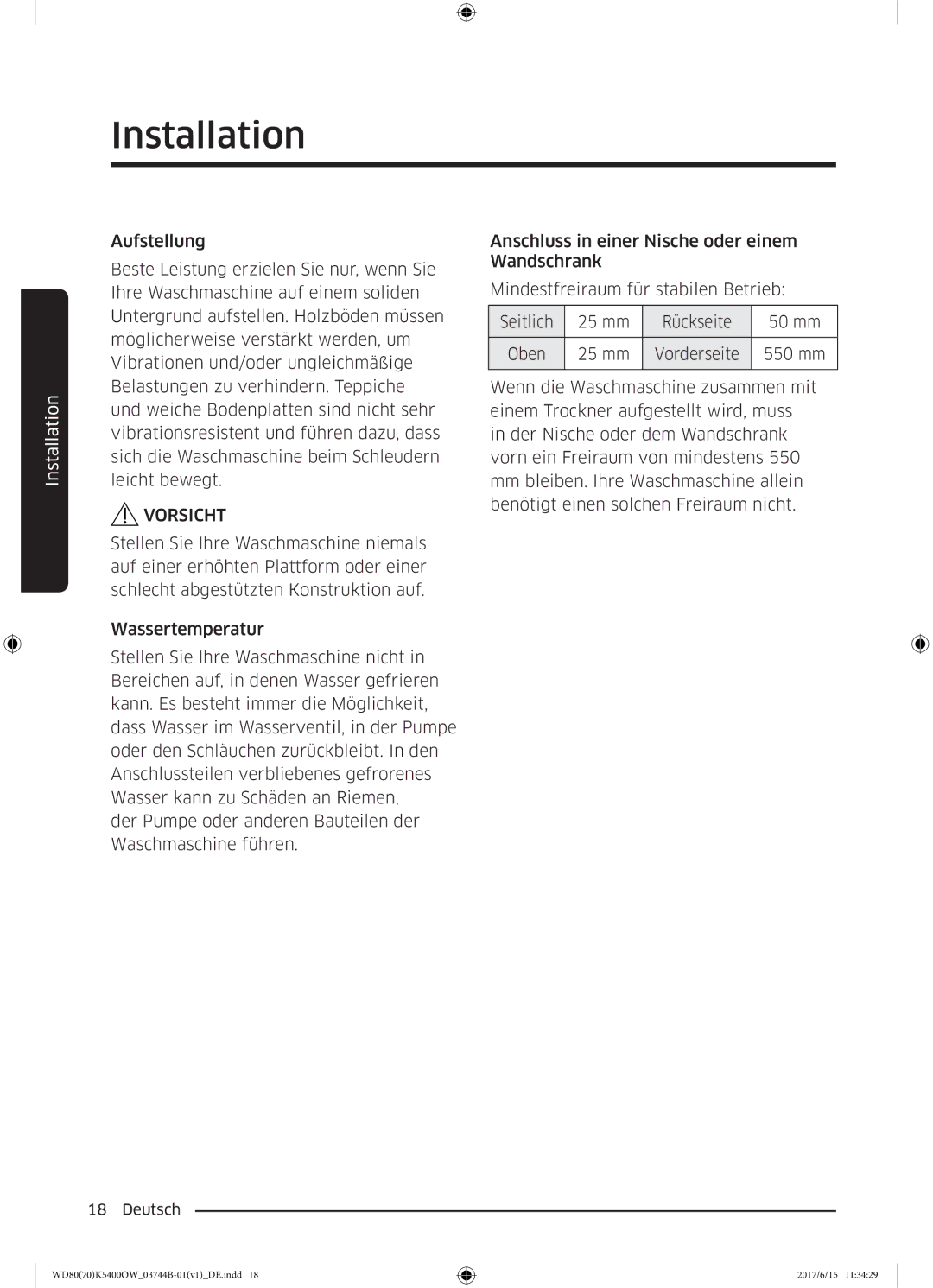 Samsung WD70K5400OW/EG, WD8AK5400OW/EG, WD80K5400OW/EG, WD8EK5400OW/EG manual Oben 