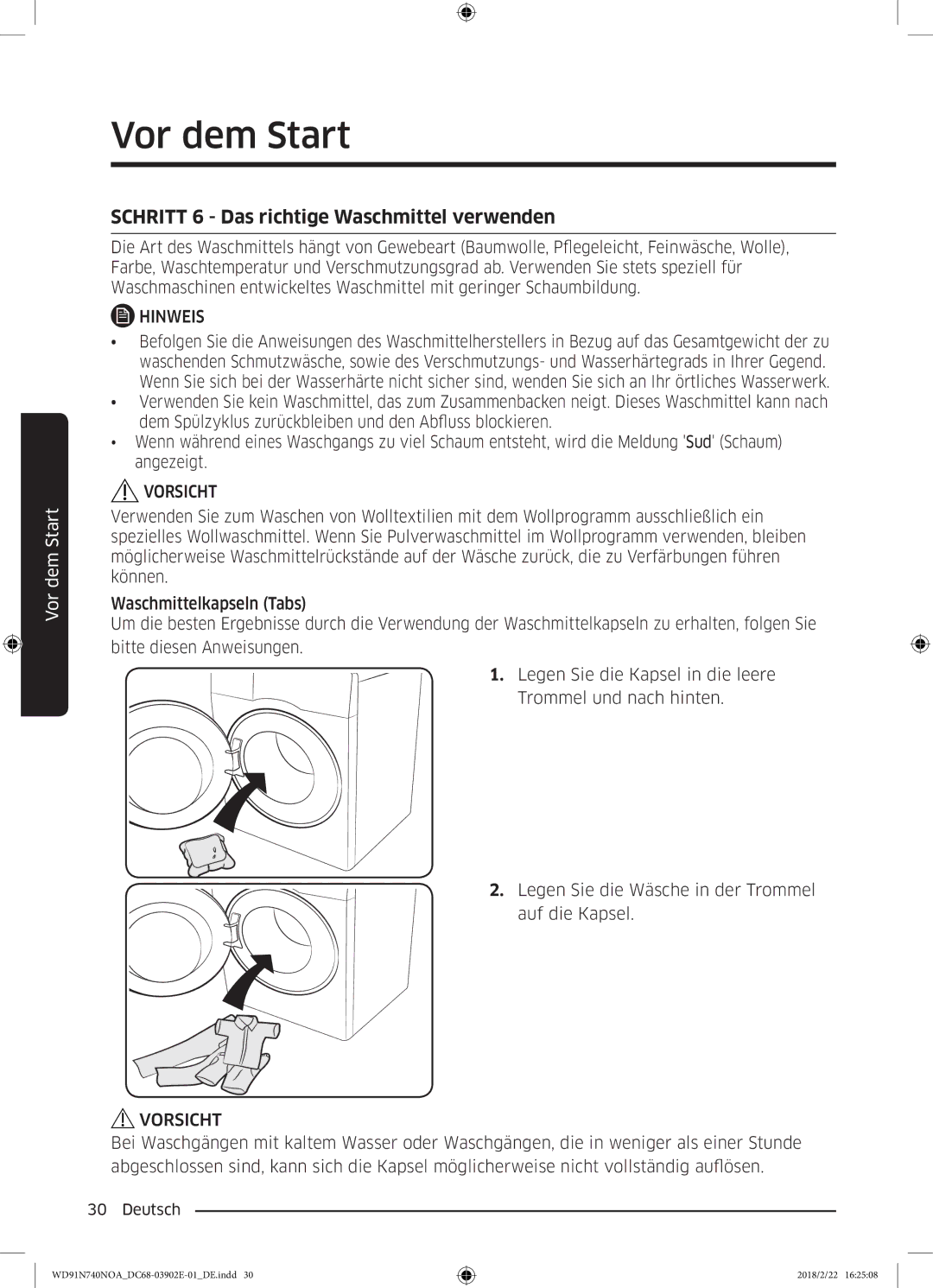 Samsung WD8XN740NOA/EG, WD91N740NOA/EG manual Schritt 6 Das richtige Waschmittel verwenden 