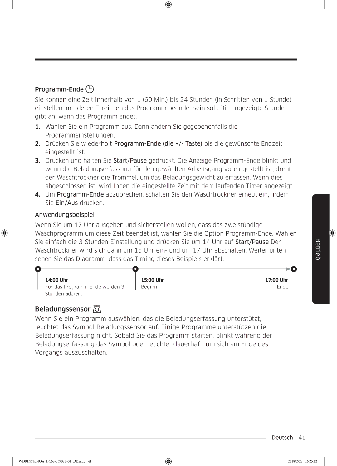 Samsung WD91N740NOA/EG, WD8XN740NOA/EG manual Beladungssensor 