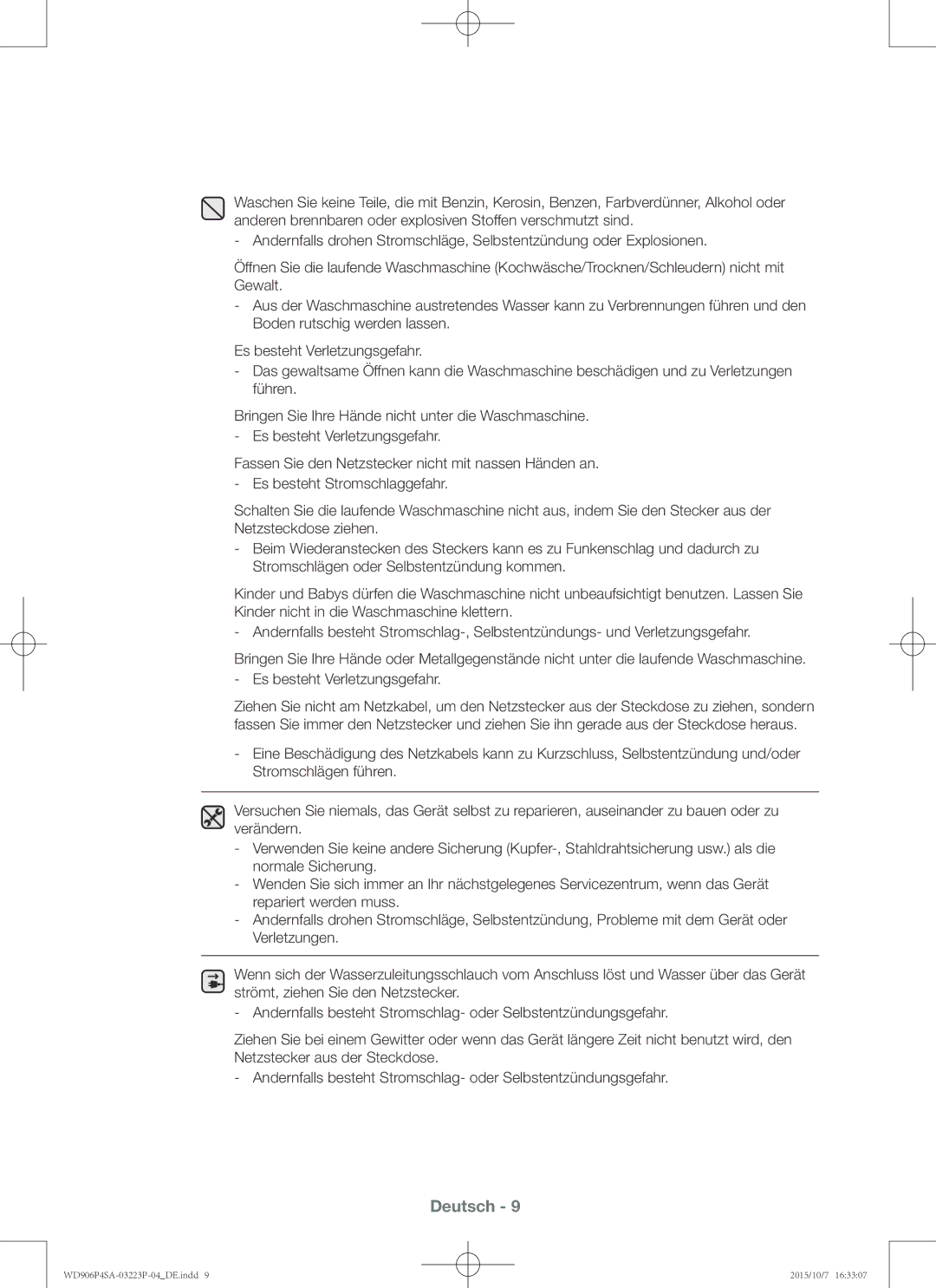 Samsung WD806P4SAWQ/EG, WD906P4SAWQ/EG manual Deutsch 