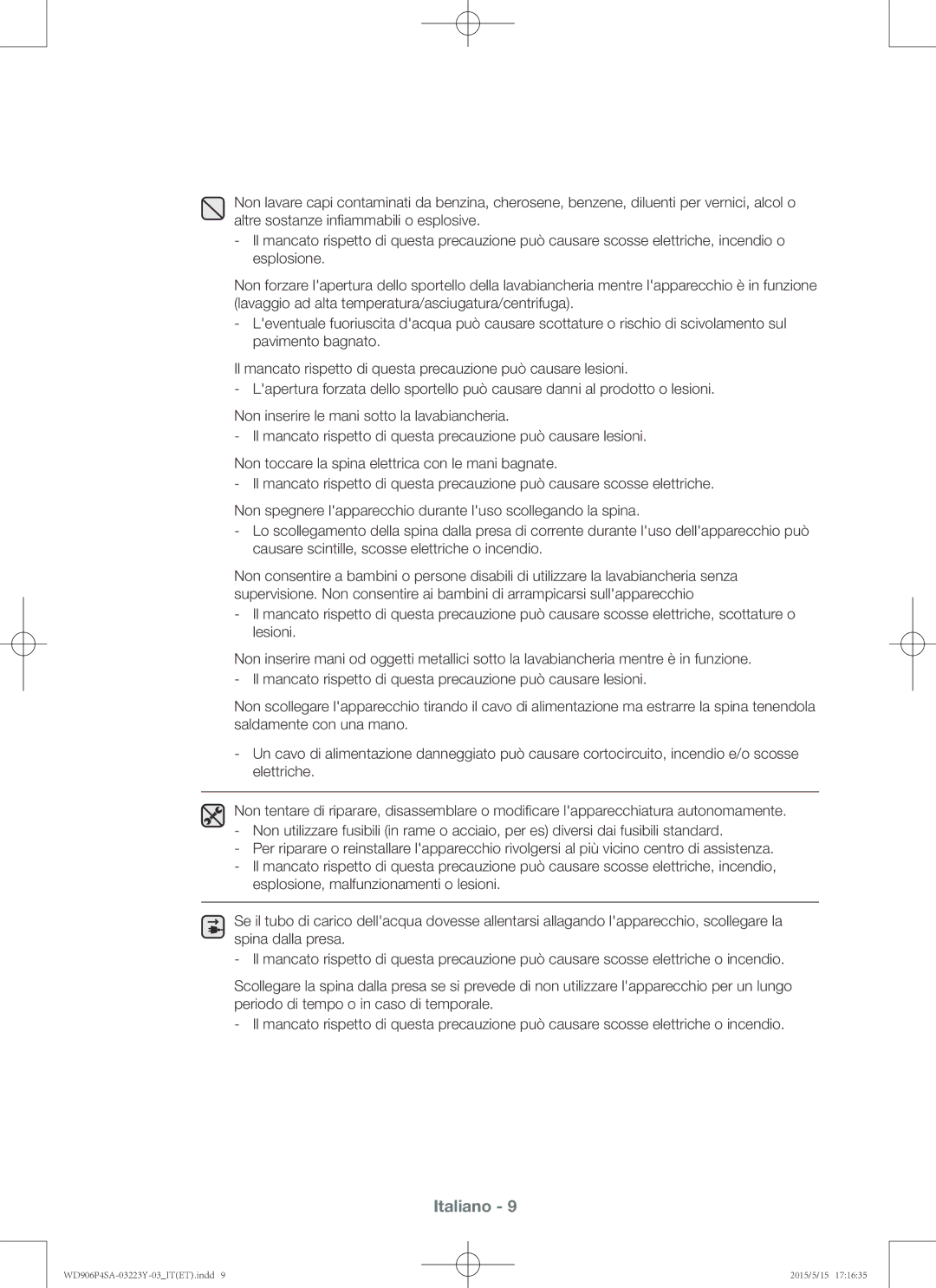 Samsung WD906P4SAWQ/ET manual Italiano 