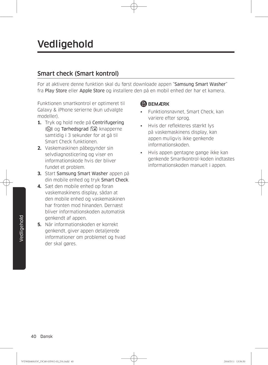 Samsung WD80J6400AW/WS, WD90J6400AW/EG, WD80J6400AW/EG, WD80J6400AW/EE, WD90J6400AX/EE manual Smart check Smart kontrol 