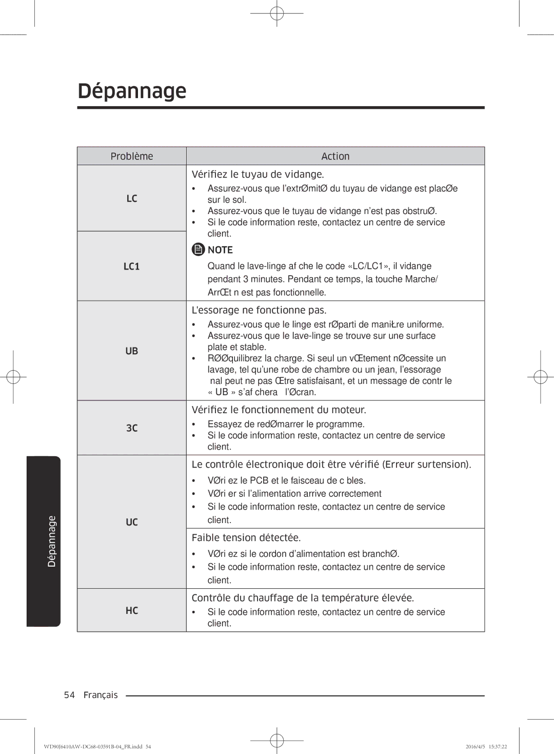 Samsung WD90J6410AW/EF, WD80J6410AW/EF manual LC1 