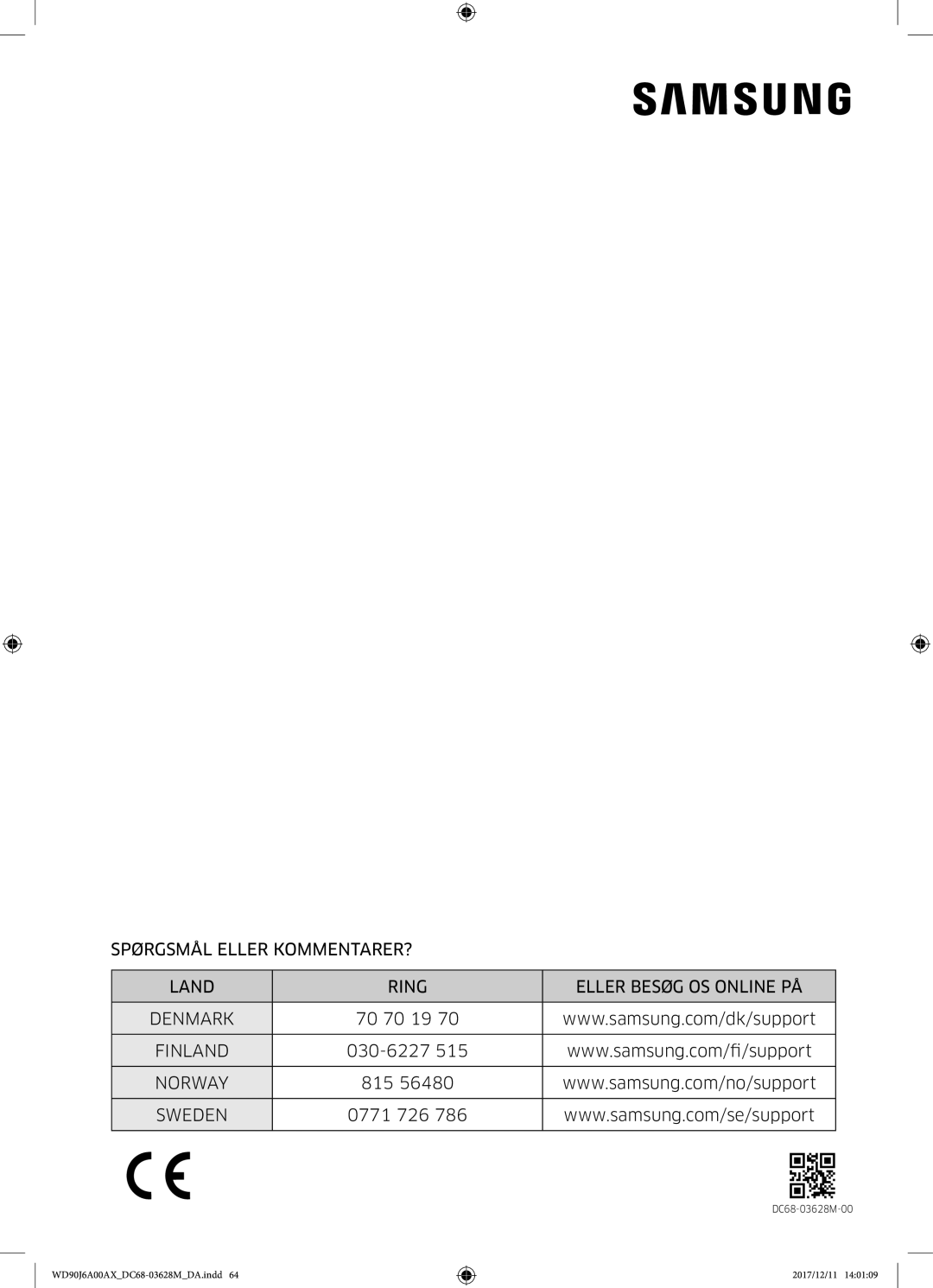 Samsung WD80J6A00AW/EE, WD90J6A00AX/EE, WD90J6A00AW/EE manual Norway 