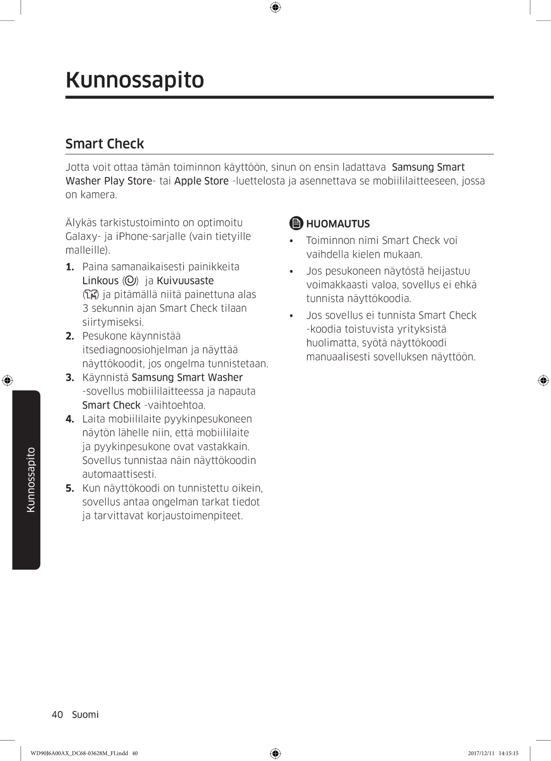 Samsung WD90J6A00AX/EE, WD90J6A00AW/EE, WD80J6A00AW/EE manual Smart Check 