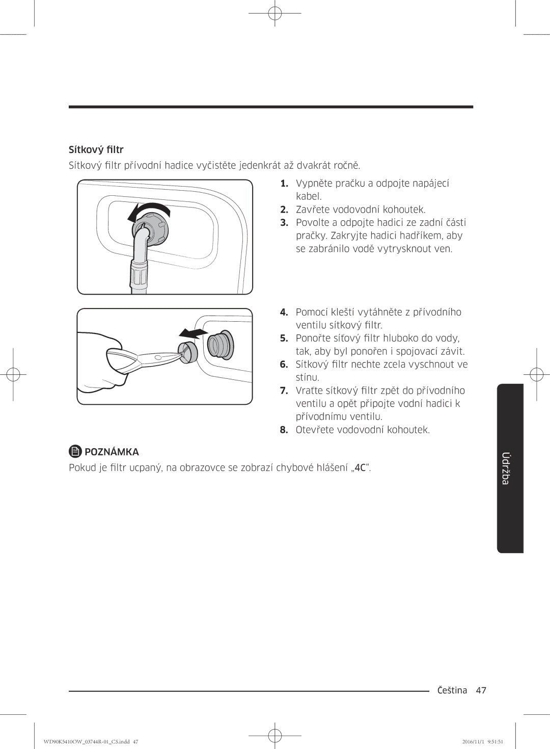 Samsung WD90K5410OW/ZE manual Poznámka 