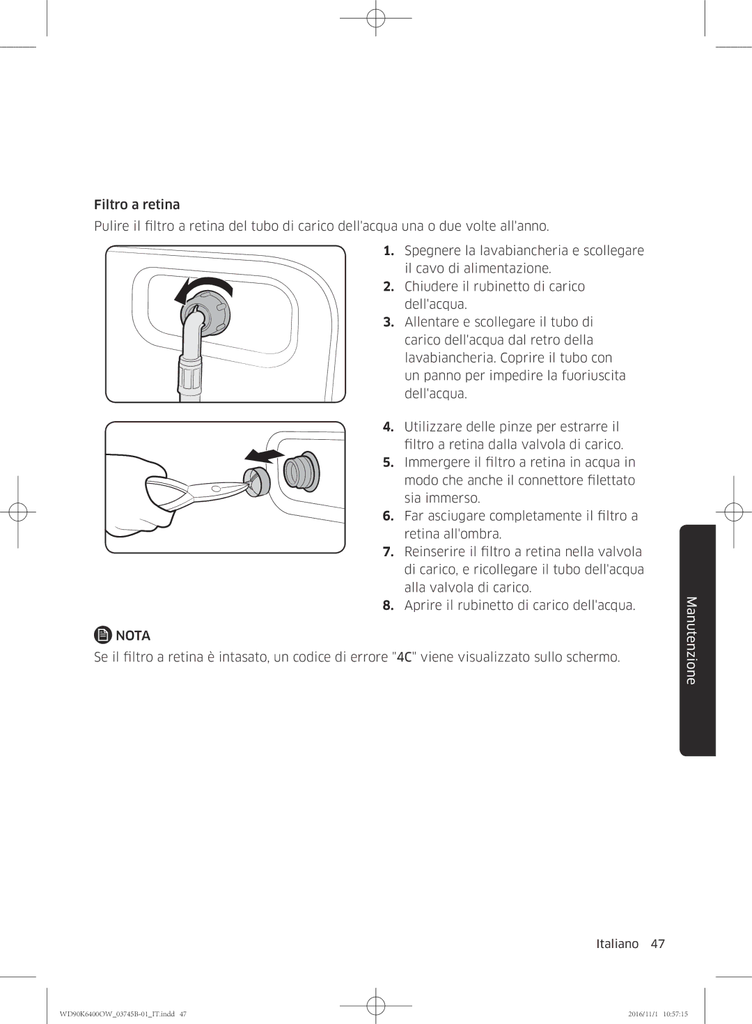 Samsung WD90K6400OW/ET manual Nota 