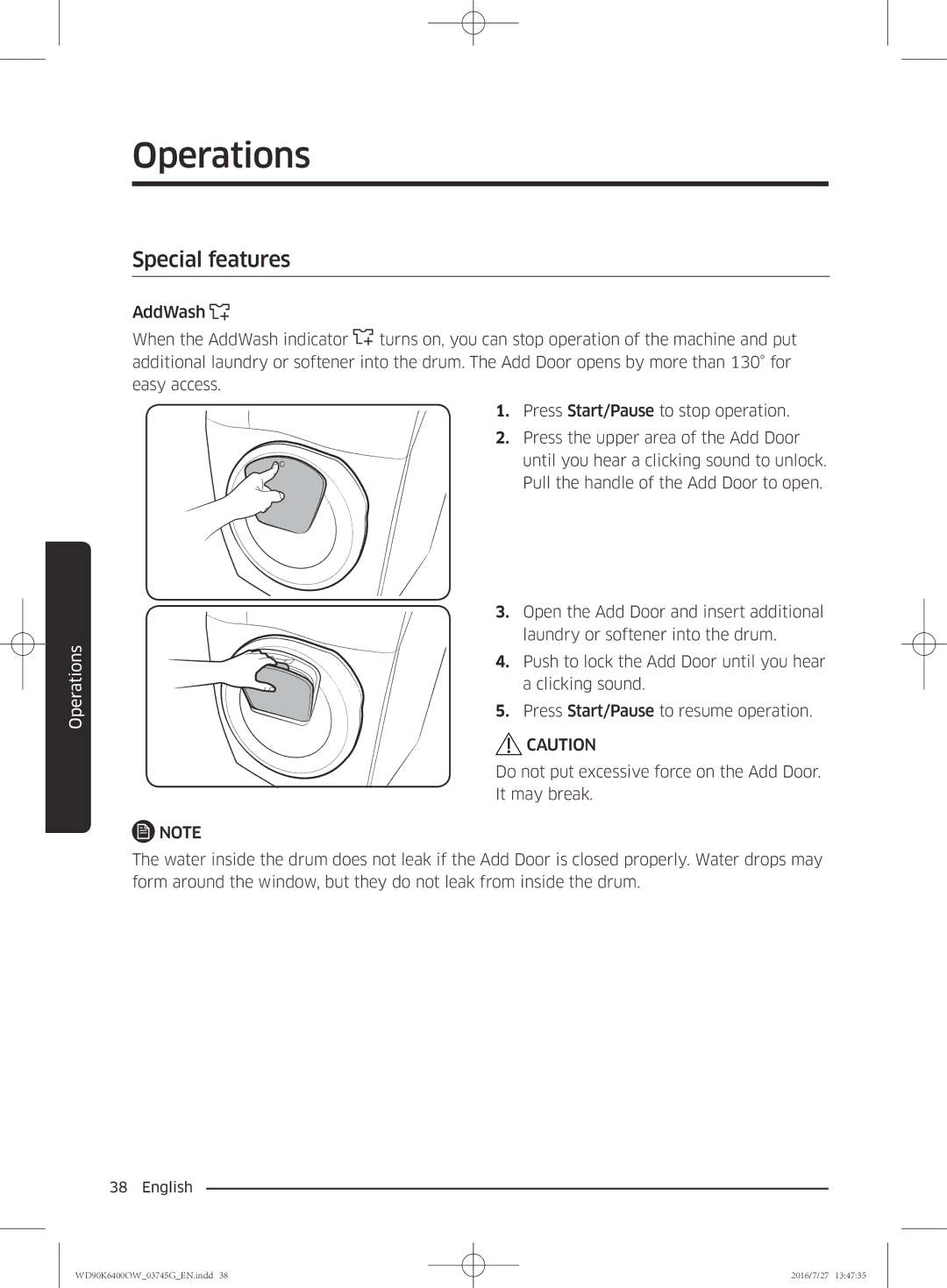 Samsung WD90K6400OW/ZE manual Special features 