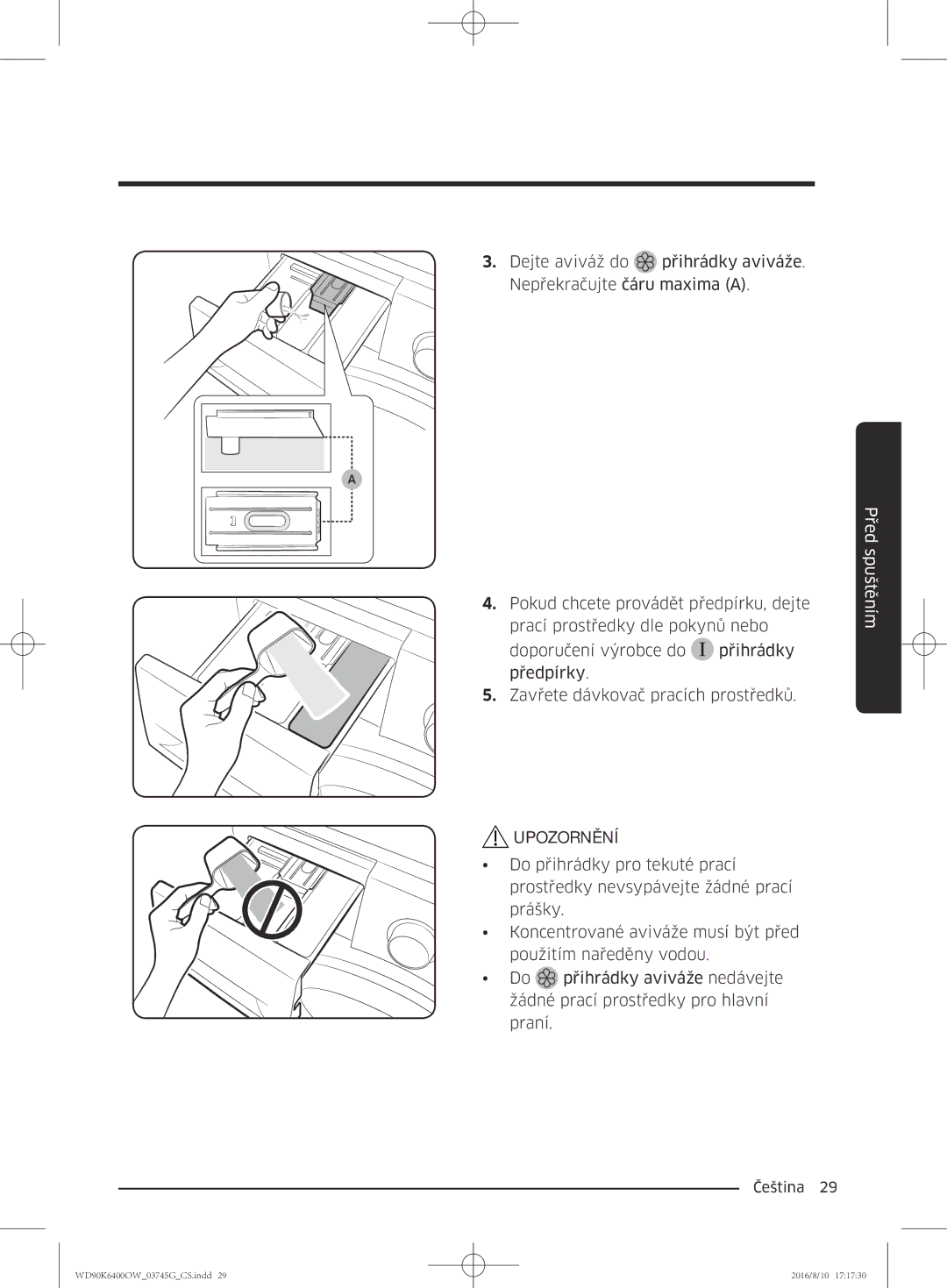 Samsung WD90K6400OW/ZE manual Upozornění 