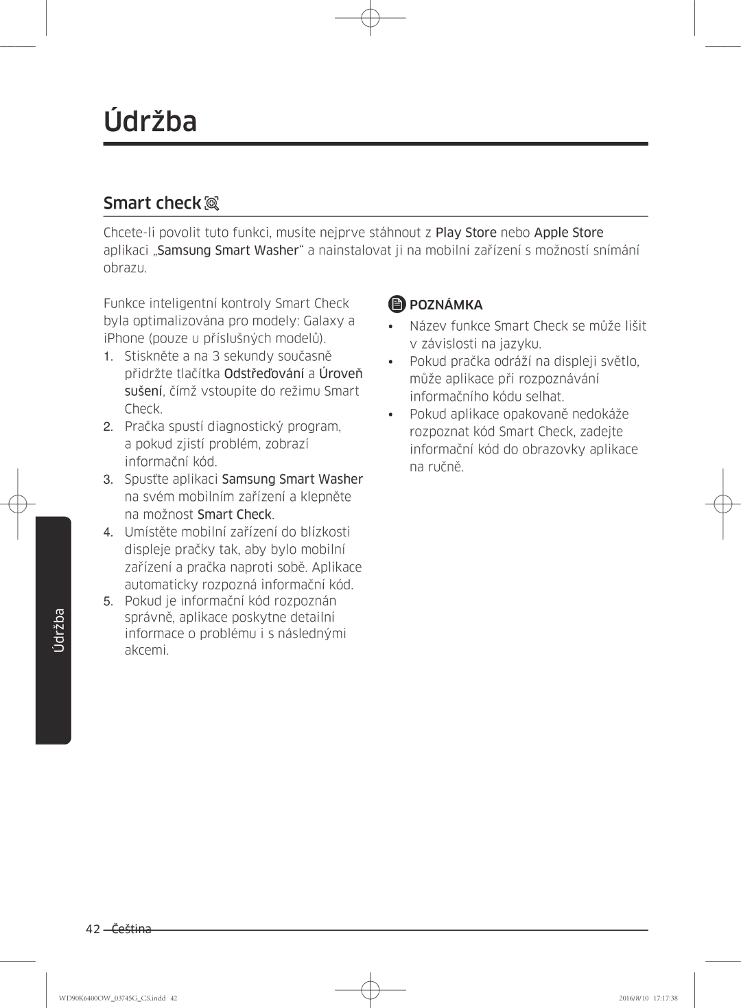 Samsung WD90K6400OW/ZE manual Smart check 