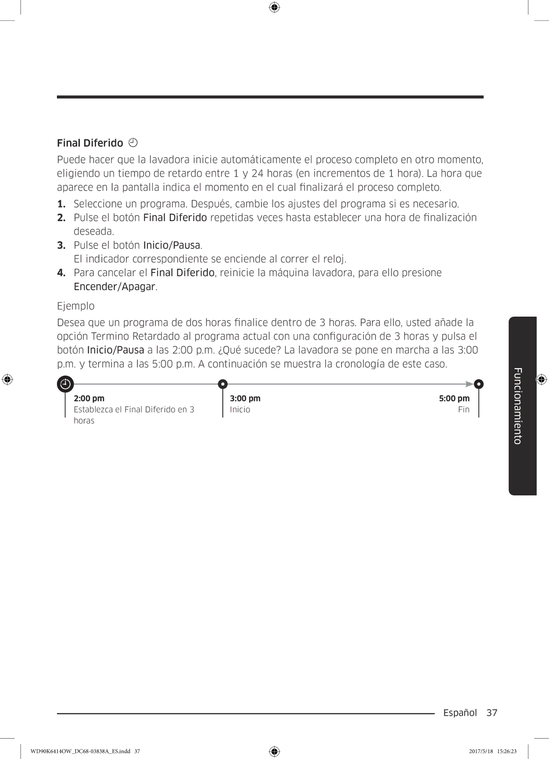 Samsung WD90K6414OW/EC manual 200 pm 300 pm 500 pm 