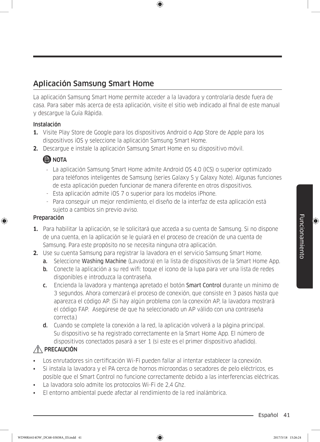 Samsung WD90K6414OW/EC manual Aplicación Samsung Smart Home 