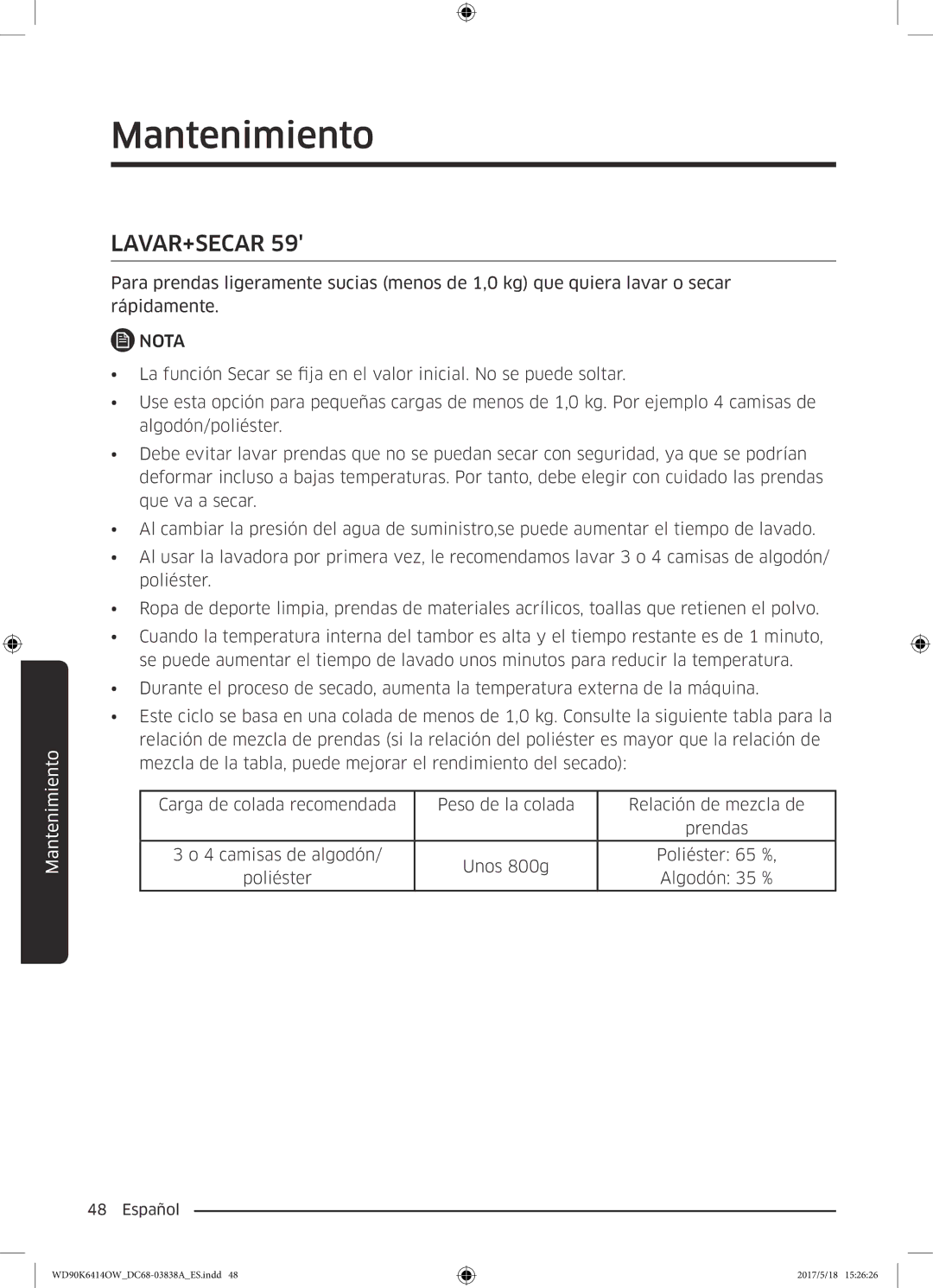 Samsung WD90K6414OW/EC manual Lavar+Secar 