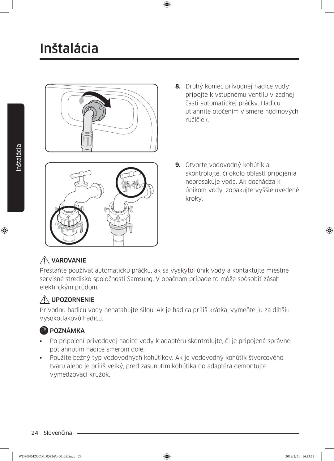 Samsung WD90N642OOM/ZE manual Varovanie 