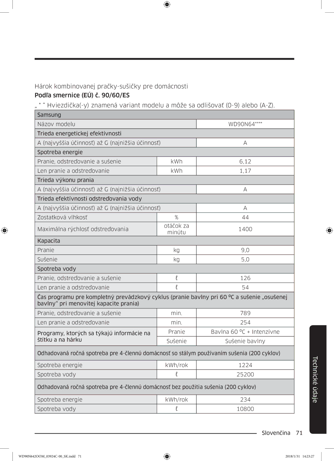 Samsung WD90N642OOM/ZE manual Sušenie bavlny 