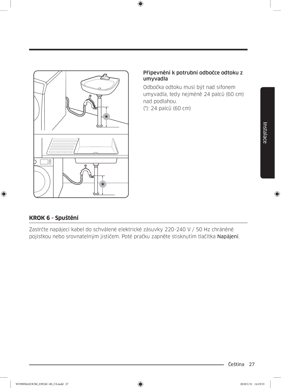 Samsung WD90N642OOM/ZE manual Krok 6 Spuštění 