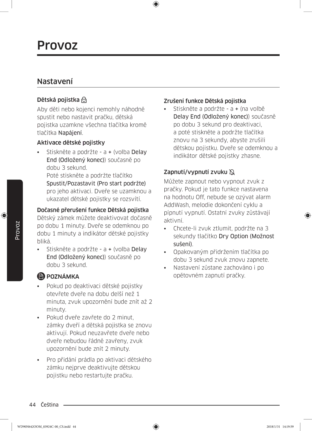 Samsung WD90N642OOM/ZE manual Nastavení 